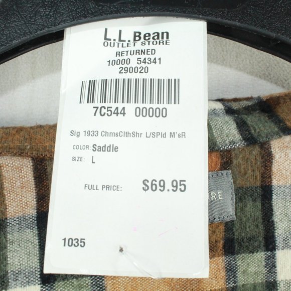 LL Bean Signature Plaid Chamois Shirt Size L - Picture 6 of 10